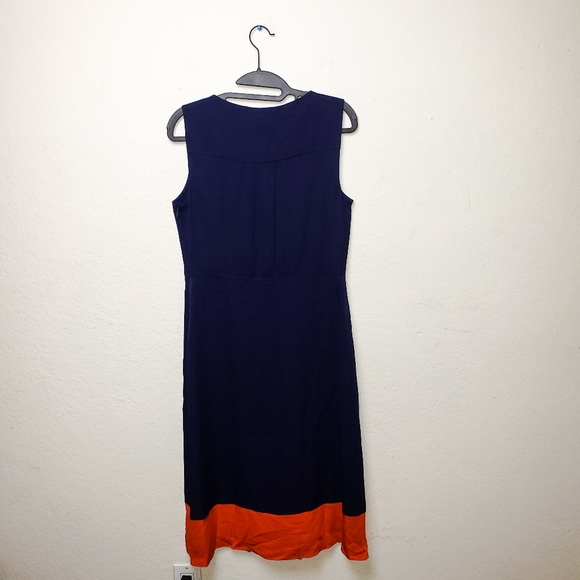 Diane von Furstenberg navy pleated sheath dress 6 - Picture 5 of 8